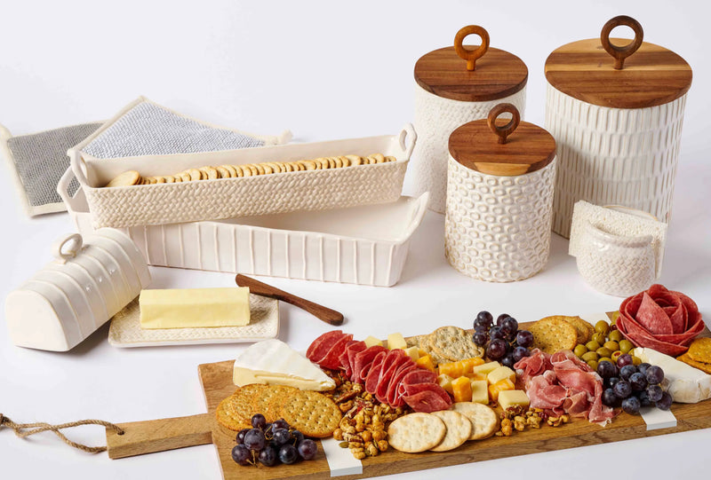 Mud Pie Textured Stoneware Butter Dish Set