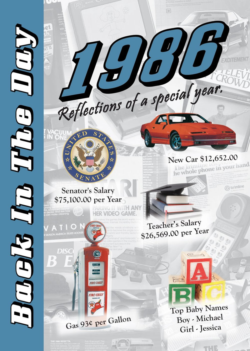 Back in the Day Year Almanac (1980’s)- 24 page greeting card/Booklet with Envelope