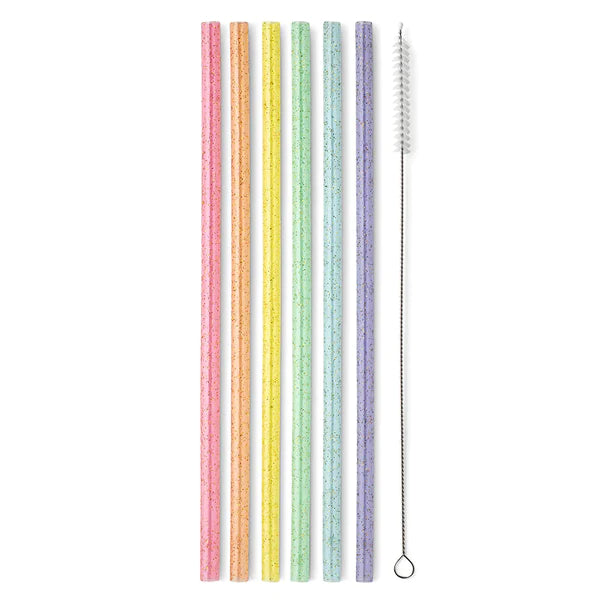 Swig Life Rainbow Glitter Reusable Straw Set (Tall)