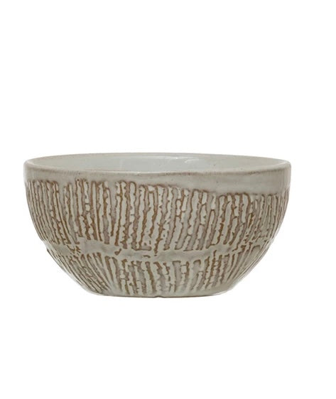 Creative Co-op Debossed Stoneware Bowl, 4 styles