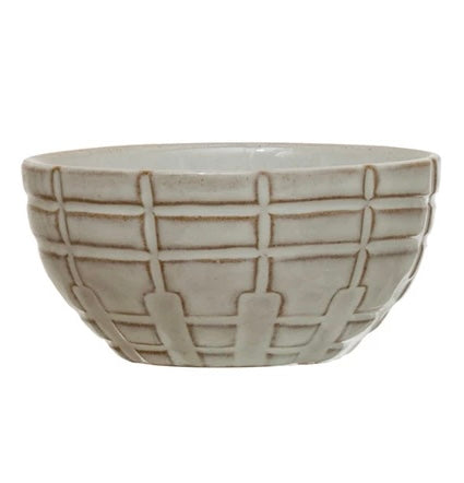 Creative Co-op Debossed Stoneware Bowl, 4 styles