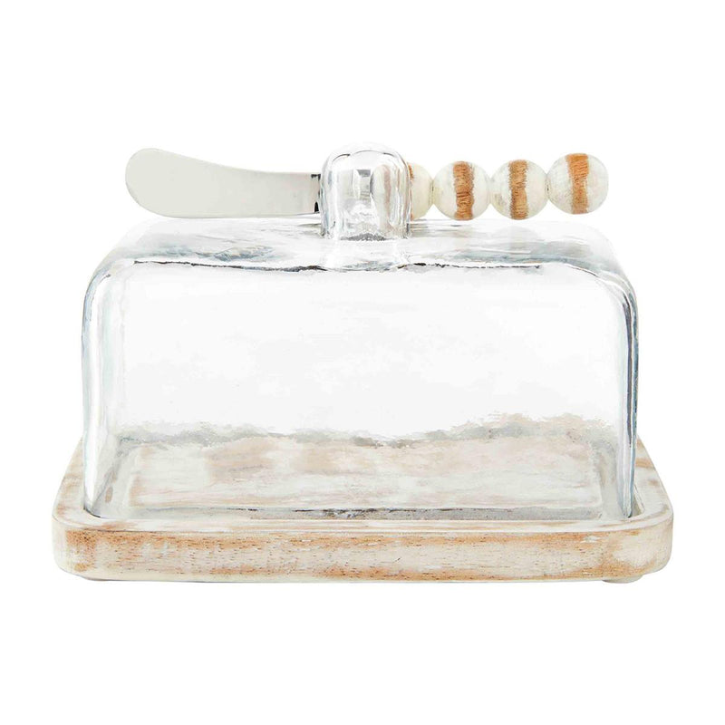 Mud Pie White Bead Butter Dish Set