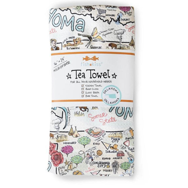 Fishkiss® Oklahoma Map Tea Towel