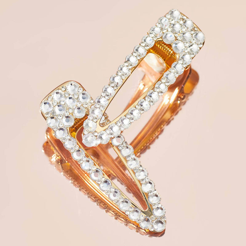 KITSCH - Metal Rhinestone Large Open Shape Hair Clip 1pc - Gold