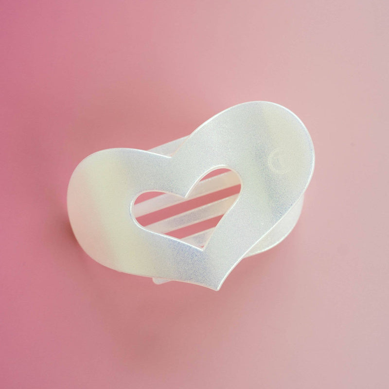 TELETIES - Mother of Pearl Heart Flat Clip