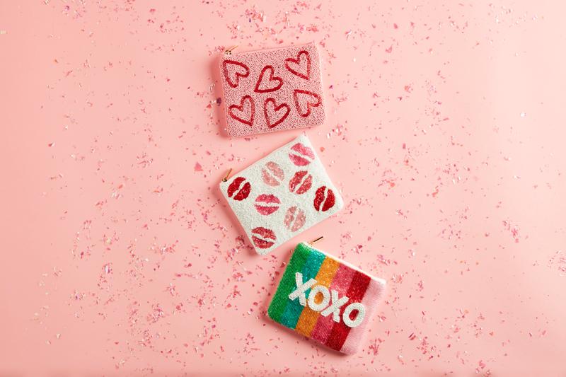 Mud Pie Rainbow XOXO Beaded Pouch