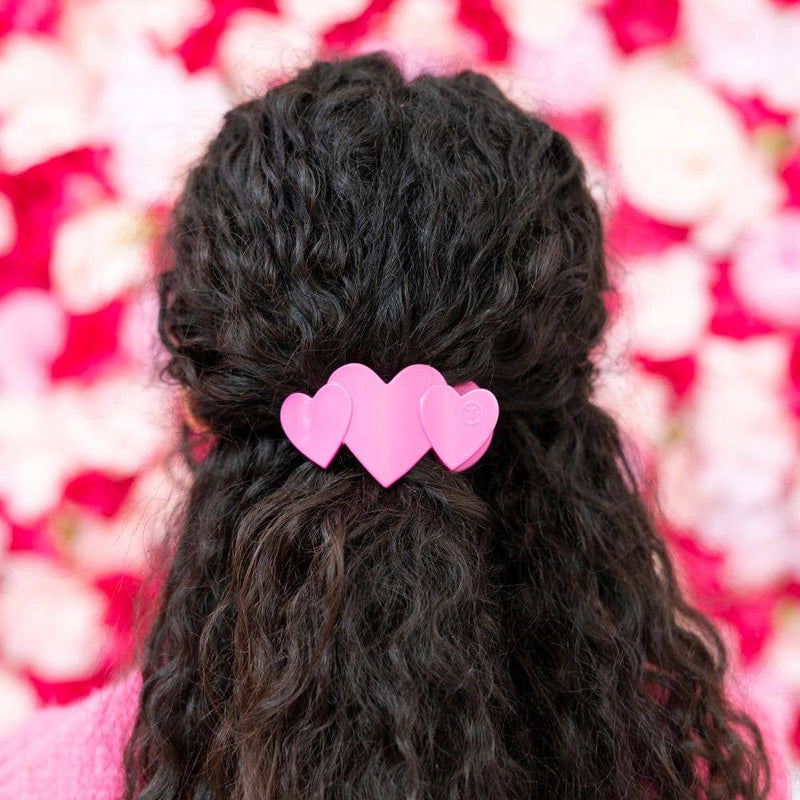 TELETIES - Flat Hair Clip | Small | Pink Heart to Heart