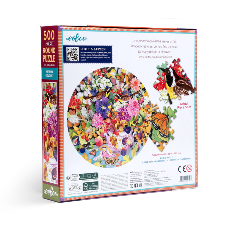 eeBoo - Autumn Bouquet 500 Piece Round Puzzle