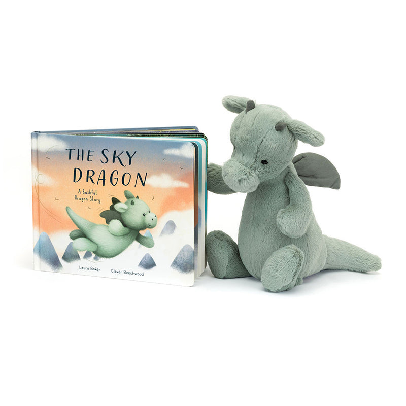 Jellycat The Sky Dragon Book & Bashful Dragon Medium Plush