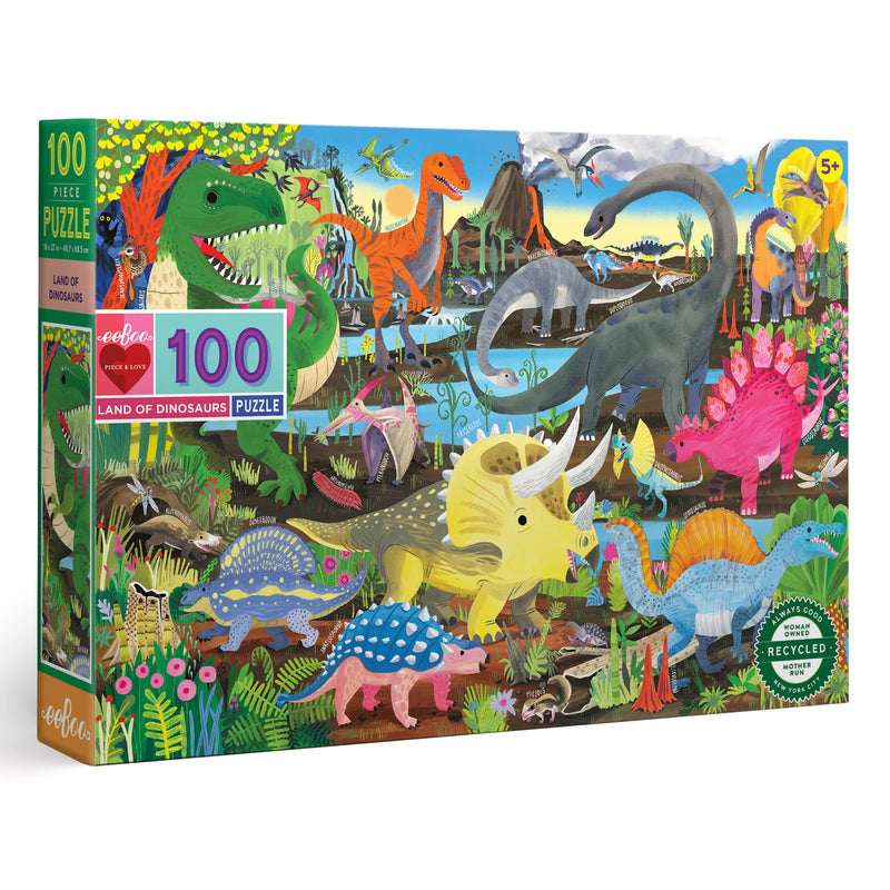 eeBoo - Land of Dinosaurs 100 Piece Puzzle