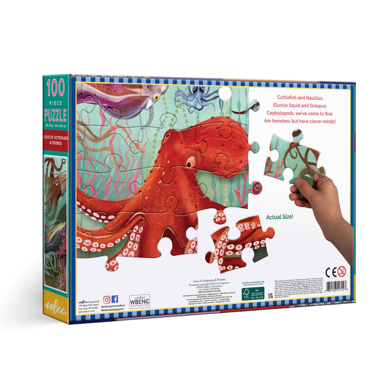 eeBoo - Love of Octopuses & Friends 100 Piece Puzzle