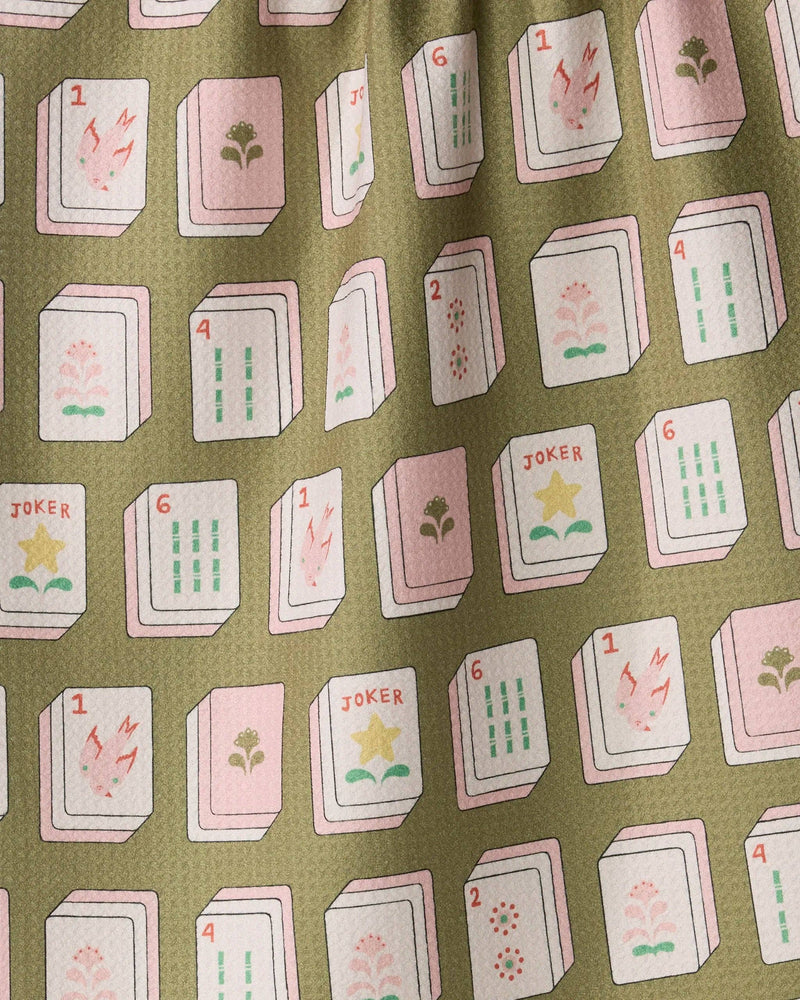 Geometry - Flower Tiles Tea Towel - Mahjong