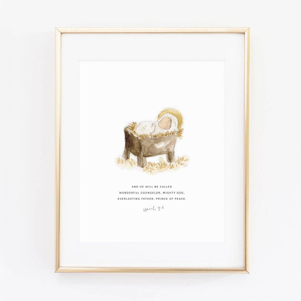 emily lex studio - Isaiah 9:6 manger baby scripture print