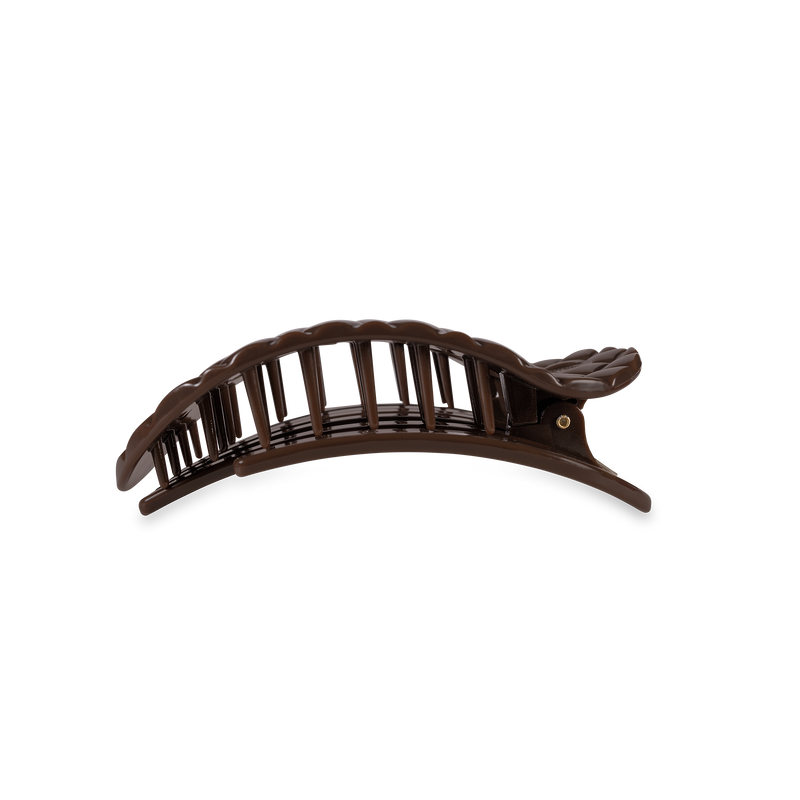 TELETIES - Flat Round Hair Clip | Medium | Truly Taupe Quilted