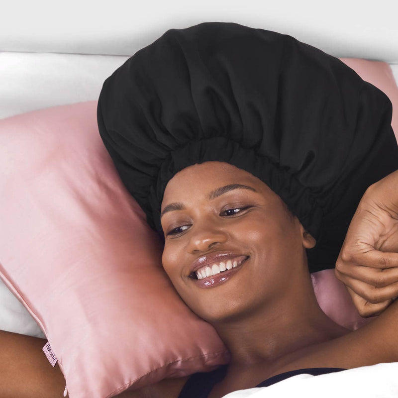 KITSCH - Satin Sleep XL Adjustable Bonnet - Black