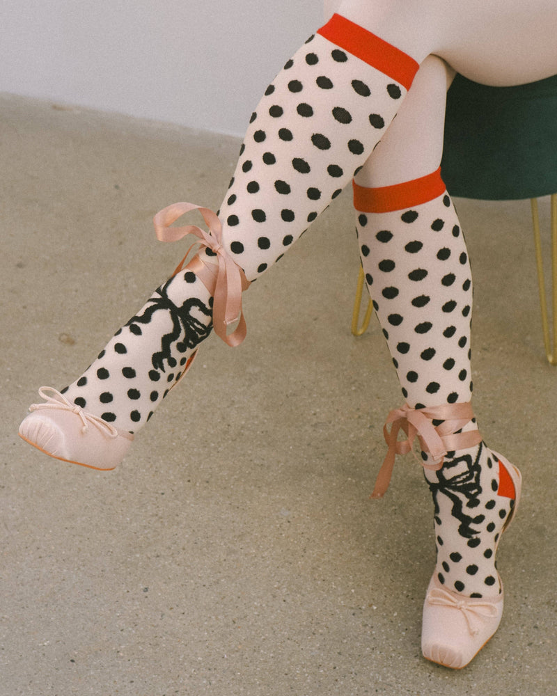 Sock Candy - Polka Dot Bow Knee High Sheer Sock