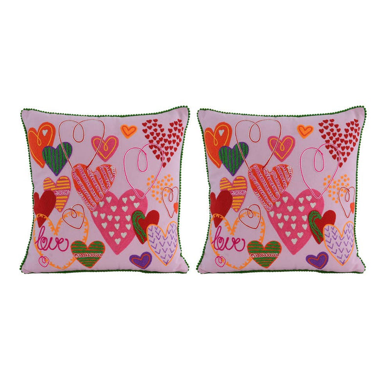 Karma Living - EMBR B.PINK HEART CUSHION 18x18 - 2ABCC24632_BPGR