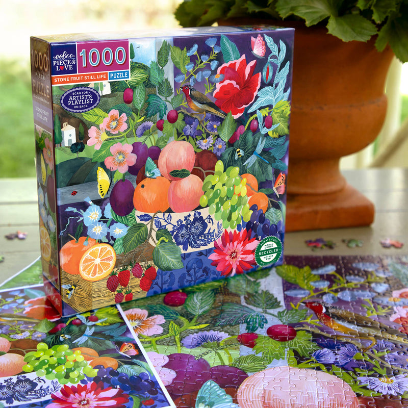 eeBoo - Stone Fruit Still Life 1000 Piece Puzzle