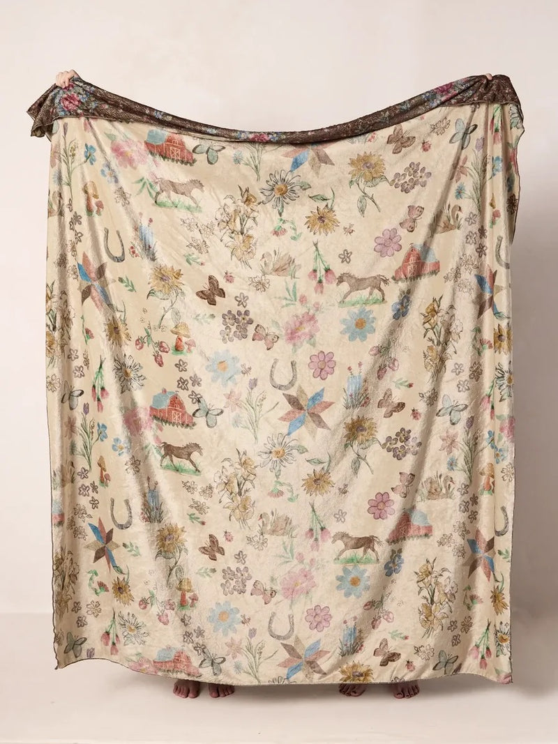 Natural Life XL Double-Sided Cozy Blanket - Farm Days