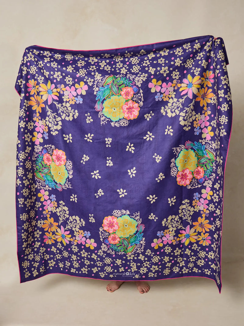 Natural Life - XL Double-Sided Microfiber Beach Towel - Tropic Bandana Navy