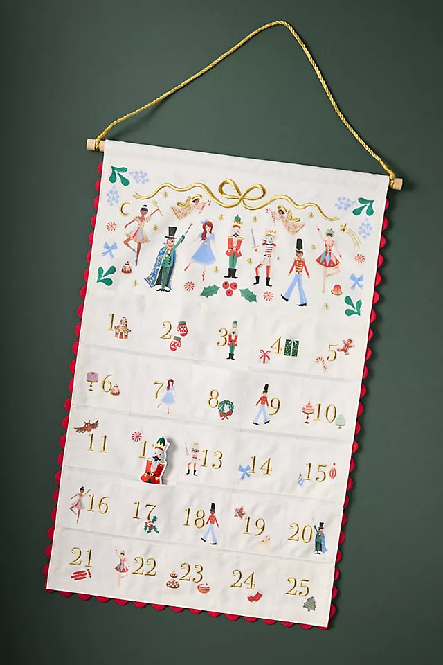 RIFLE PAPER CO. Nutcracker Embroidered Hanging Advent Calendar