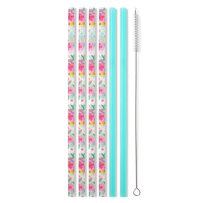 Swig Life Island Bloom + Aqua Reusable Straw Set (Tall)