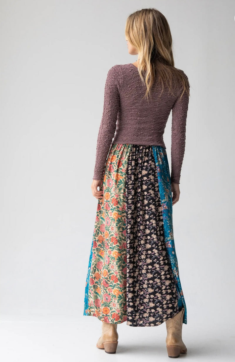 Natural Life Valentina Maxi Skirt - Turquoise Mixed Print