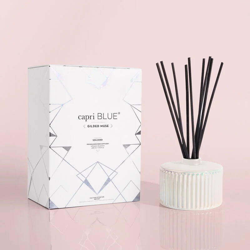 CAPRI BLUE - GILDED MUSE - Volcano White Opal Gilded Reed Diffuser, 7.75 fl oz