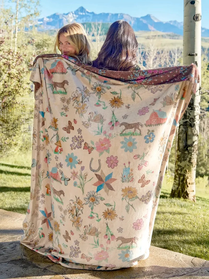 Natural Life XL Double-Sided Cozy Blanket - Farm Days