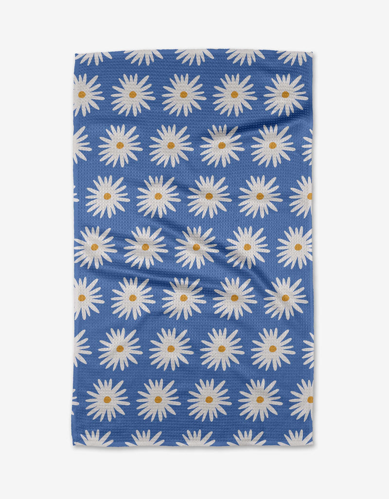 Geometry - Blue Daisies Tea Towel