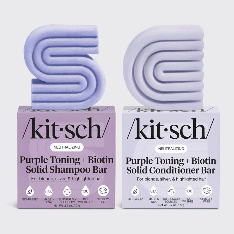 KITSCH - Purple Toning Shampoo & Conditioner Bar Combo for Color-Treated & Grey Hair