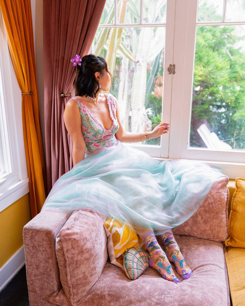 Sock Candy - Whimsical Mermaid Ruffle Sheer Crew Sock