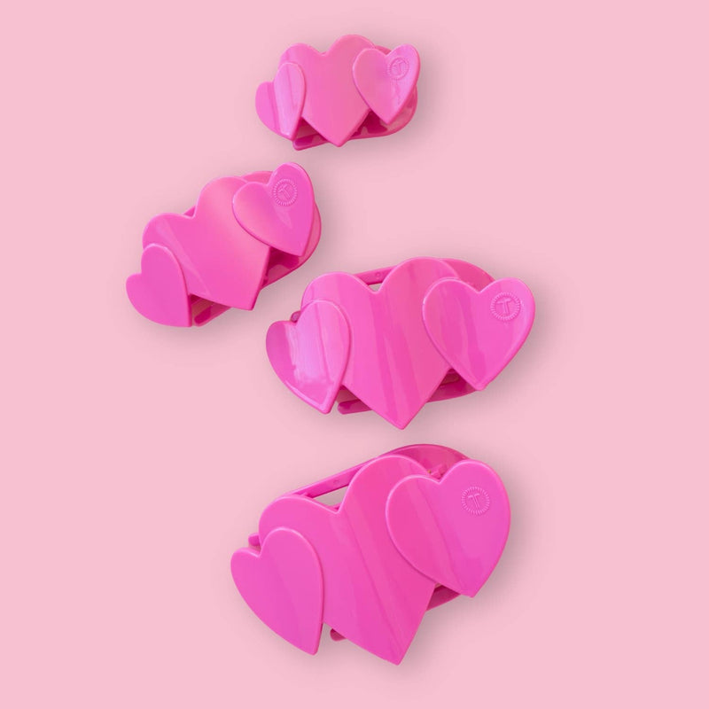 TELETIES - Flat Hair Clip | Large | Pink Heart to Heart