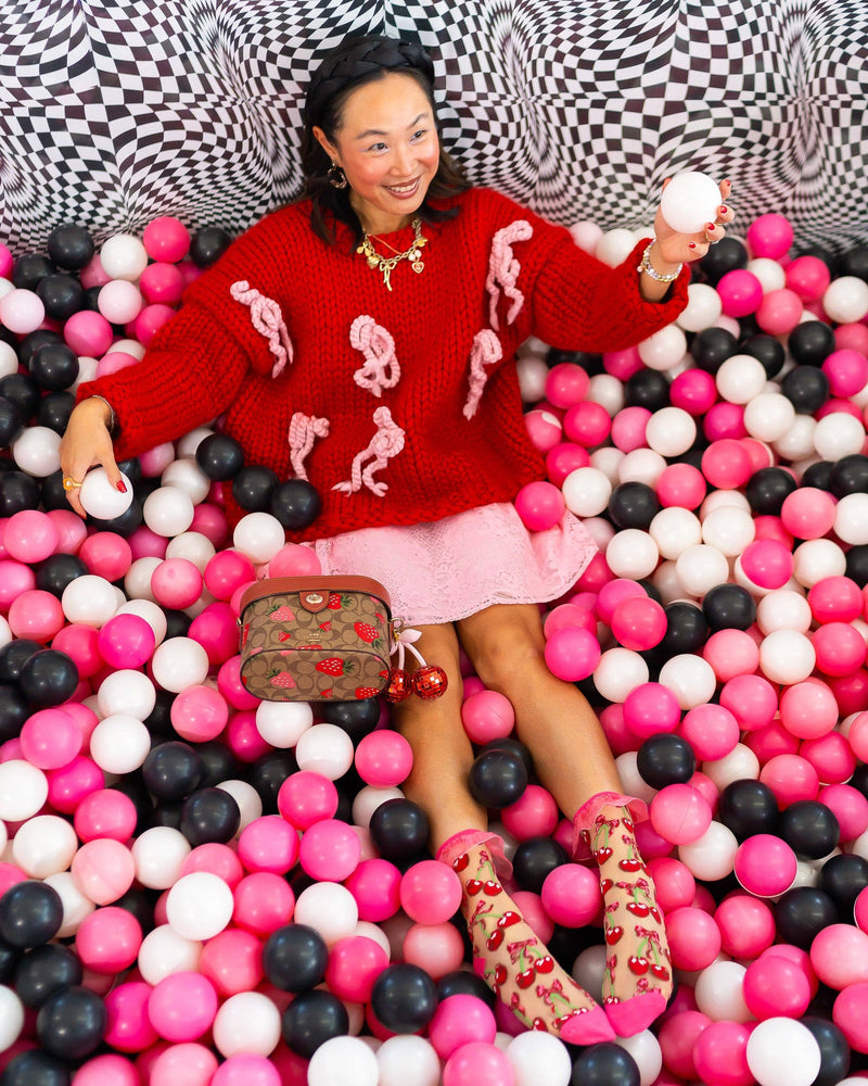 Sock Candy - Cherry Bow Ruffle Sheer Crew Sock