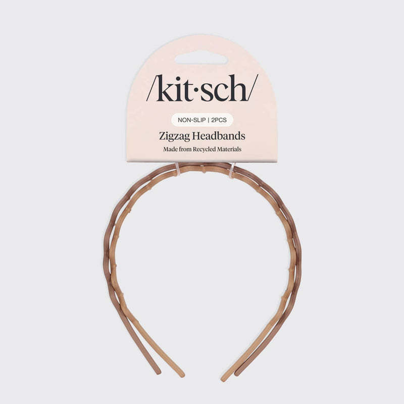KITSCH - Recycled Plastic Zig Zag Headband 2pc - Neutral