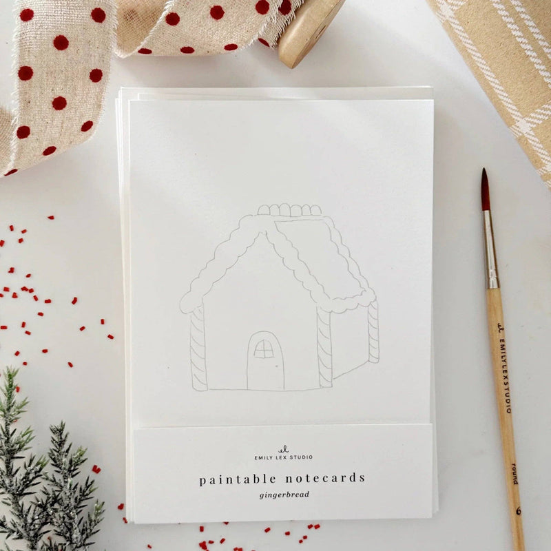 emily lex studio - Gingerbread paintable watercolor notecard set