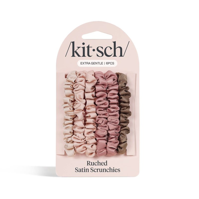 KITSCH - Ultra Petite Satin Scrunchies 6pc - Terracotta