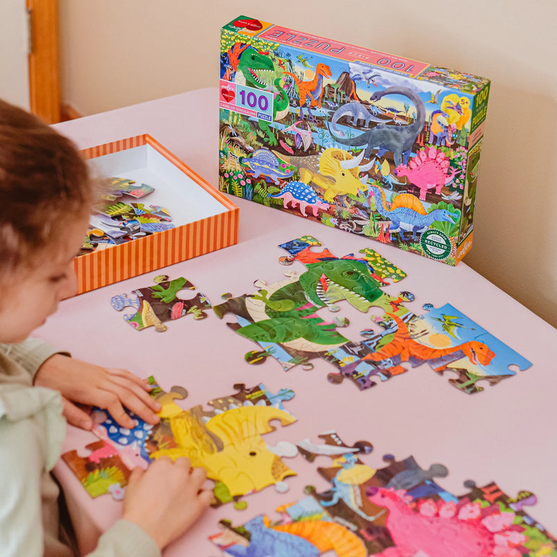 eeBoo - Land of Dinosaurs 100 Piece Puzzle