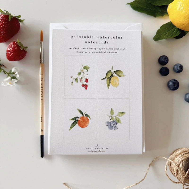 emily lex studio - Fruit paintable watercolor notecard set