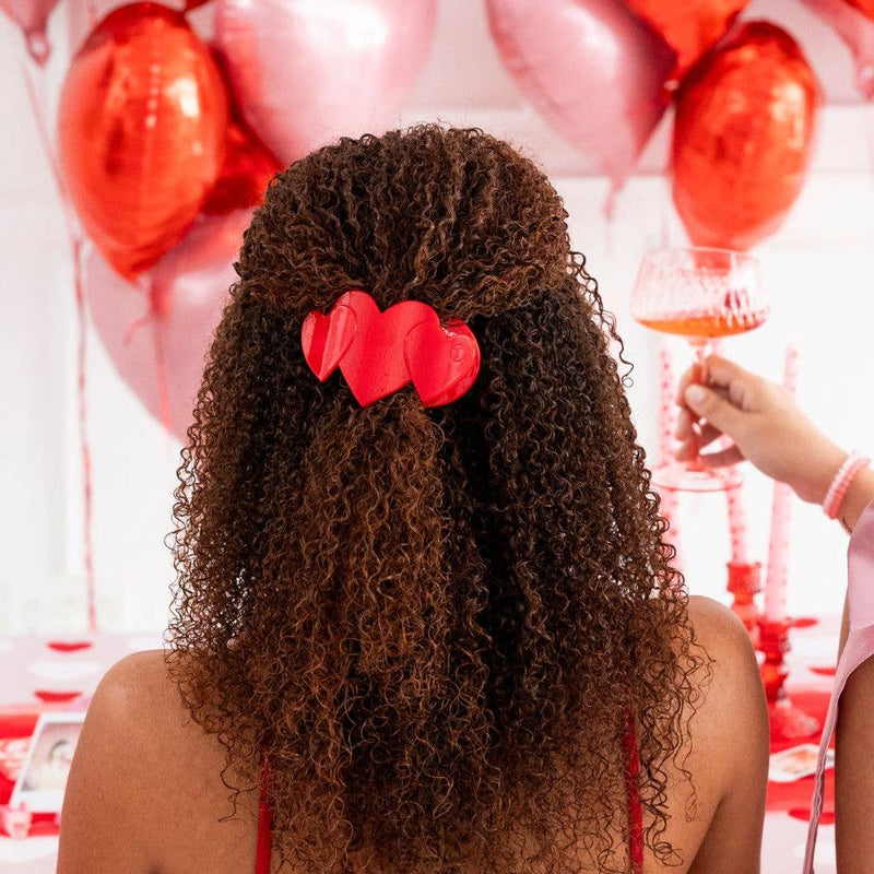 TELETIES - Flat Hair Clip | Medium | Red Heart to Heart