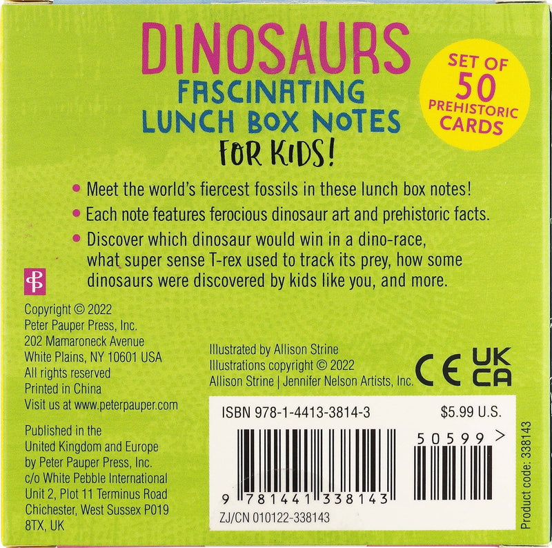 Peter Pauper Press - Dinosaurs Lunch Box Notes For Kids! (50 cards)