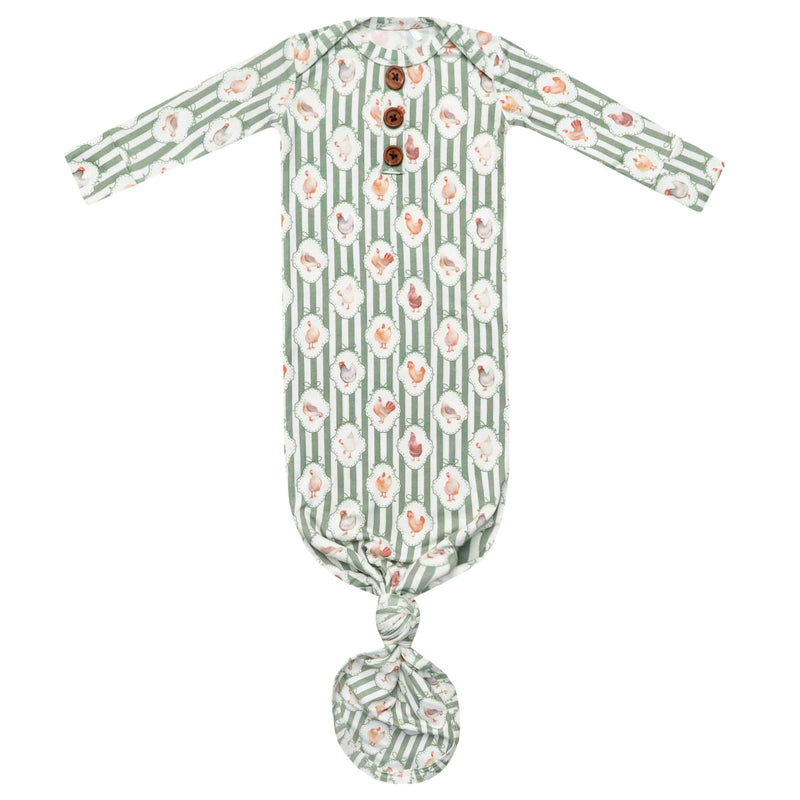 Copper Pearl - Wood Button Newborn Knotted Gown - Constance