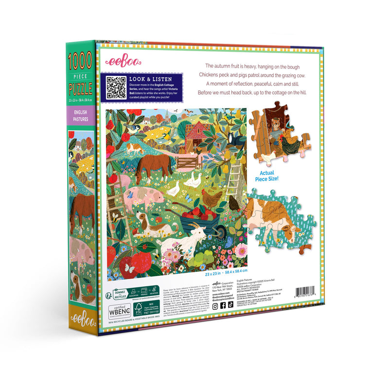 eeBoo - English Pastures 1000 Piece Puzzle