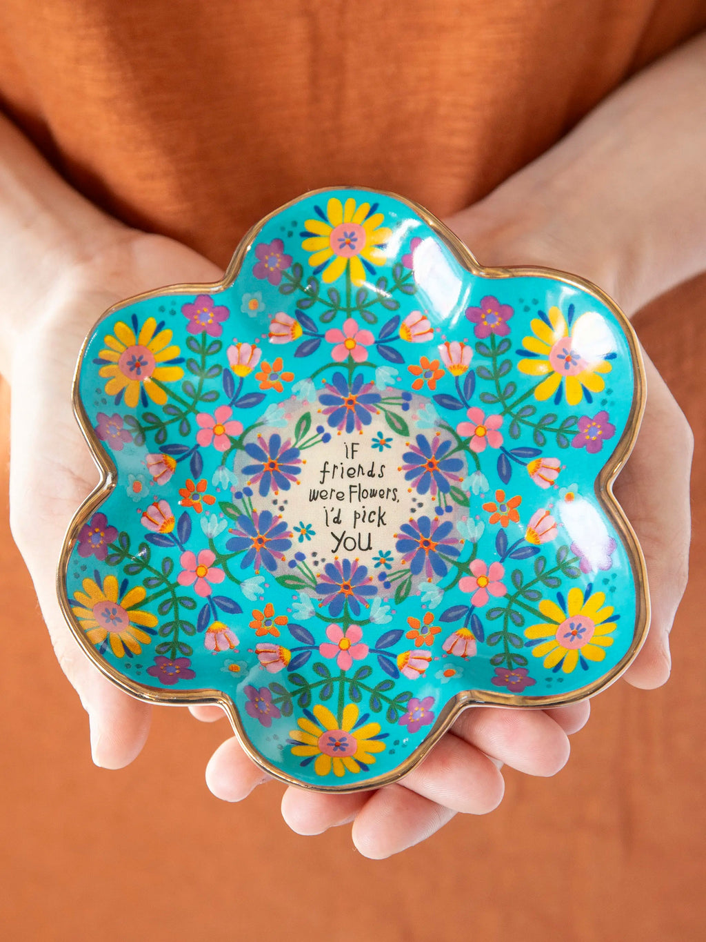 Natural Life Artsy Ceramic Trinket Dish - If Friends Were Flowers