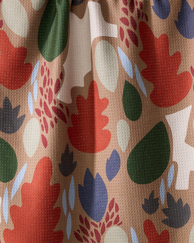 Geometry - Cut Paper Leaves Mocha Tea Towel