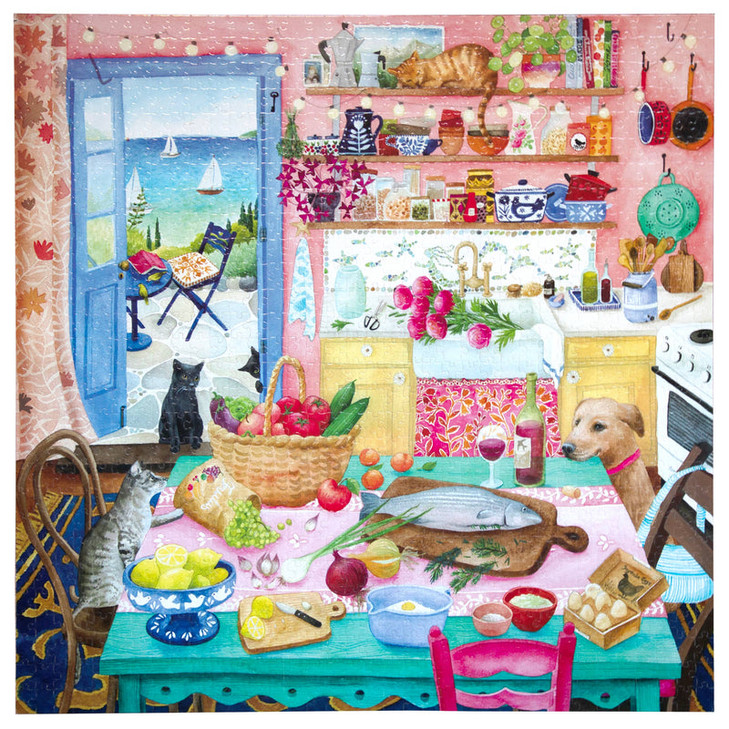 eeBoo - Pink Kitchen 1000  Piece Square Puzzle
