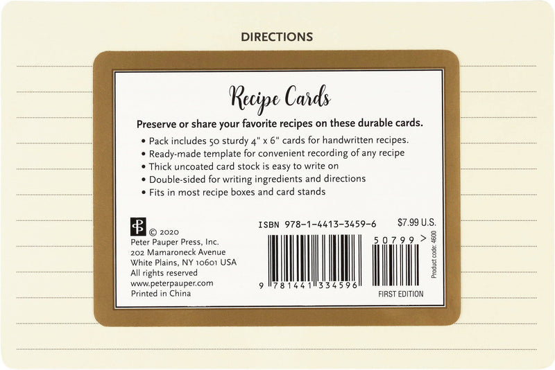 Peter Pauper Press - Recipe Card Refill Pack (50 cards)