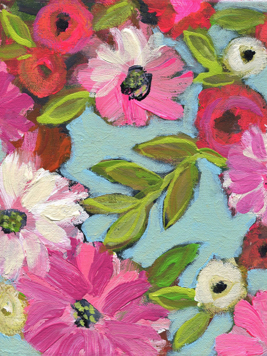 GreenBox Art - Flowers & Vines - Blue Stretched Canvas