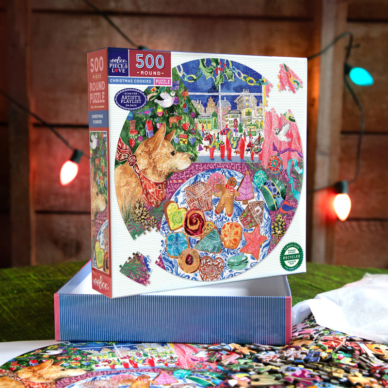 eeBoo - Christmas Cookies 500 Piece Round Puzzle