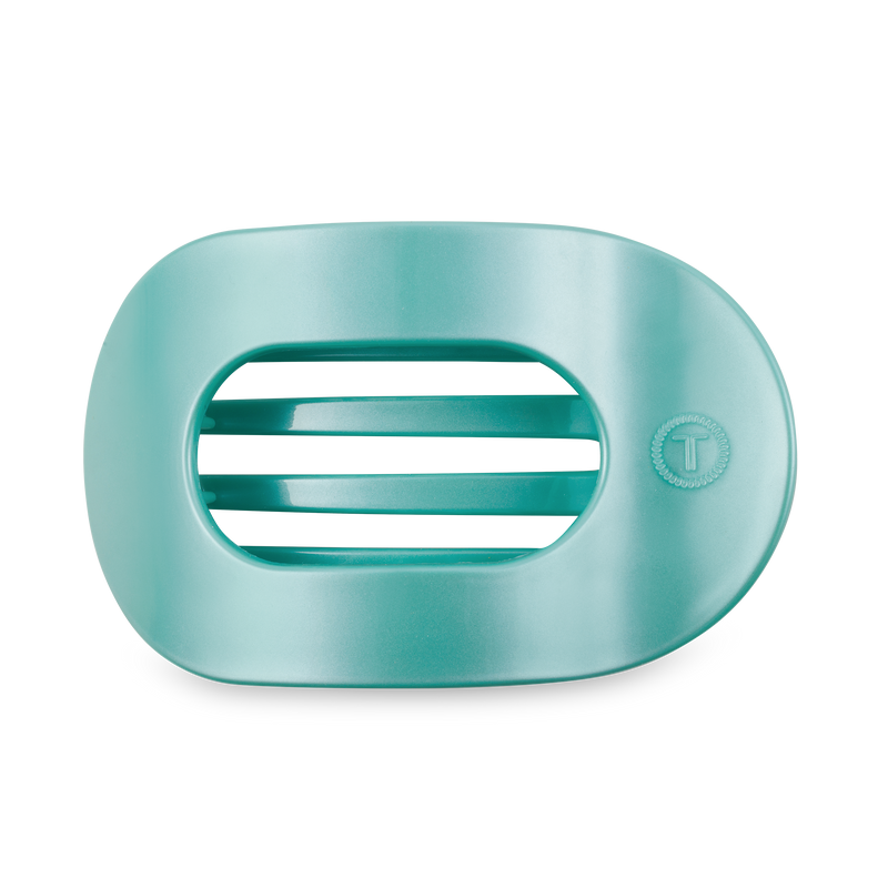 TELETIES - Round Flat Hair Clip | Large | Totally Turquoise